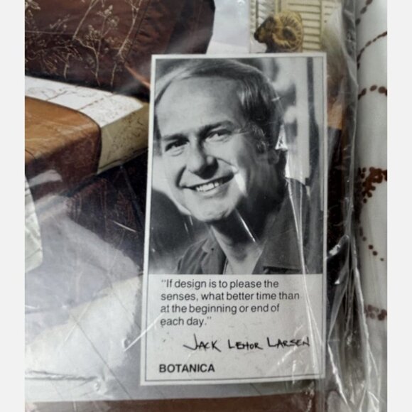 NEW Vtg Utica Stevens Fine Arts Twin Flat Fitted Jack Lenor Larsen Brown Leaves - Picture 4 of 4